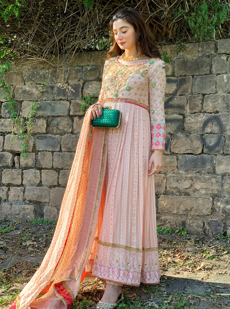 Pink Anarkali Dress Design M / No / No