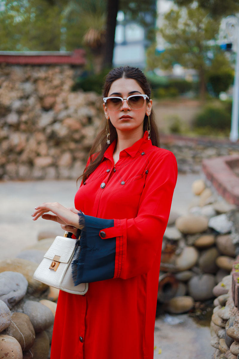 open lace back dress Red Kameez Shalwar S